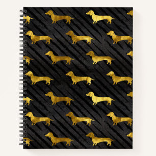 Black and Gold Dachshund Pattern Notitieboek