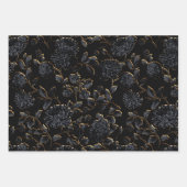 Black and Gold Dahlias Floral Inpakpapier Vel (Voorkant 2)