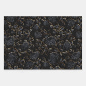 Black and Gold Dahlias Floral Inpakpapier Vel (Voorkant 3)