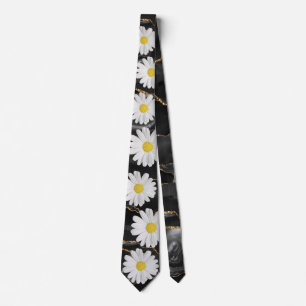 Black and Gold Daisy Stropdas