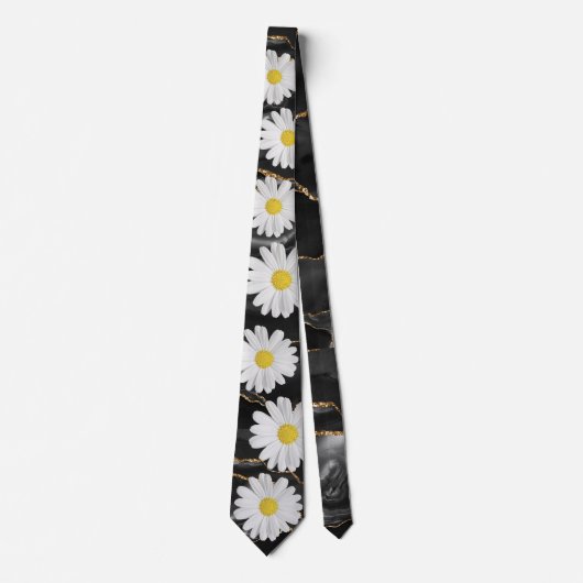 Black and Gold Daisy Stropdas (Voorkant)