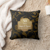 Black and Gold Damask 50th Wedding Jubileum Kussen (Deken)