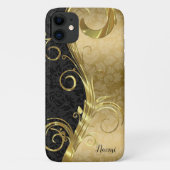Black and Gold Damask Case-Mate iPhone Case (Achterkant)