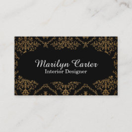 Black and Gold Damask Elegant Interior Designer Visitekaartje