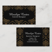 Black and Gold Damask Elegant Interior Designer Visitekaartje (Voorkant / Achterkant)