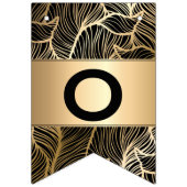 Black and Gold Damask fern Graduation party Vlaggetjes (Tweede vlag)