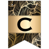 Black and Gold Damask fern Graduation party Vlaggetjes (Eerste vlag)