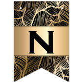 Black and Gold Damask fern Graduation party Vlaggetjes (Derde vlag)