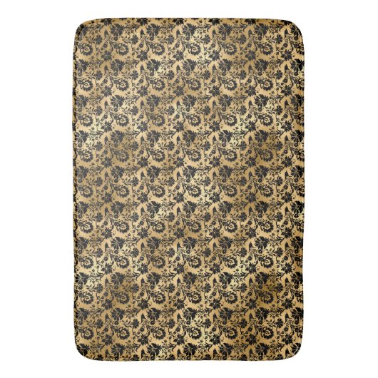 Black and Gold Damask Patroon Badmat (Voorkant Verticaal)
