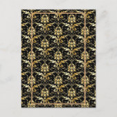 Black and Gold Damask Patroon Briefkaart (Voorkant)