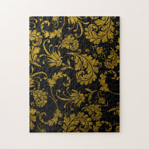 Black and Gold Damask Patroon Legpuzzel