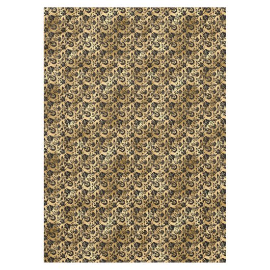 Black and Gold Damask Patroon Tafelkleed (Voorkant)