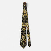 Black and Gold Damask Pattern-Stropdas Stropdas (Voorkant)