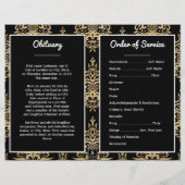 Black and Gold Damask Photo Funeral Program (Achterkant)