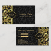 Black and Gold Damask Visitekaartje (Voorkant / Achterkant)