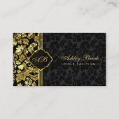 Black and Gold Damask Visitekaartje (Voorkant)