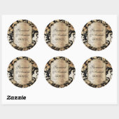 Black and Gold Damask Wedding sticker (Vel)