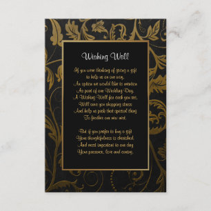Black and Gold Damask Wedding - Wishing Well Informatiekaartje