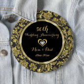 Black and Gold Damaskers 50th Wedding Jubileum 2 Ronde Button 6,0 Cm (In situ)