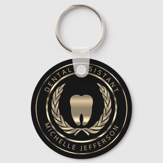 Black and Gold Dental Assistant Sleutelhanger (Voorkant)