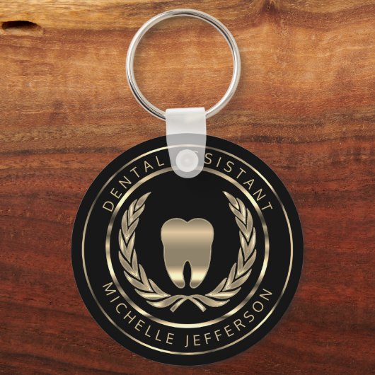 Black and Gold Dental Assistant Sleutelhanger (Voorkant)