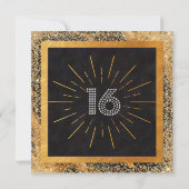 Black and Gold Diamond Glitter 16e verjaardagsfees Kaart (Achterkant)