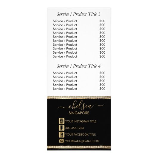 Black and Gold Diamonds - Kaart voor racks met pri (Achterkant)