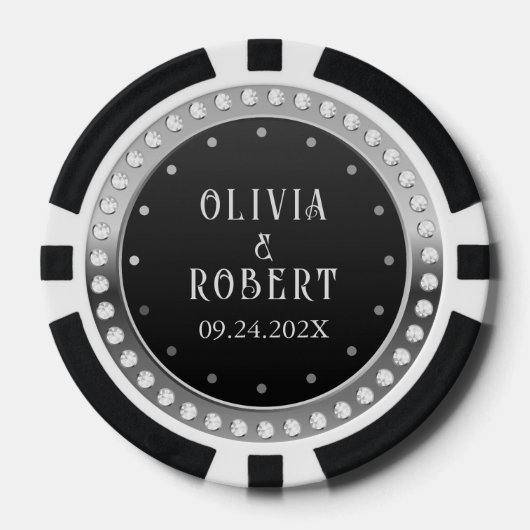 Black and gold diamonds wedding poker chips (Voorkant)