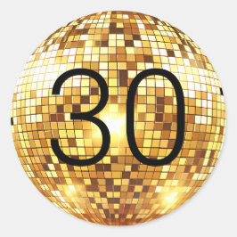 Black and Gold Disco Ball Glam 30e verjaardagsfees Ronde Sticker