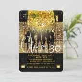 Black and Gold Disco: elk verjaardagsfeestje Kaart (Staand voorkant)