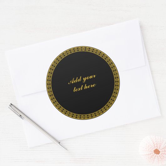 Black and Gold Elegance, Customize, Ronde Sticker (Envelop)
