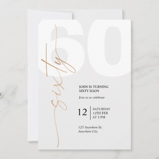 Black and Gold Elegant 60th Birthday Kaart (Voorkant)