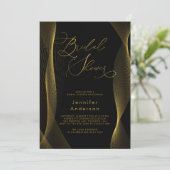Black and Gold Elegant Bridal Shower Kaart (Staand voorkant)