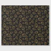 Black and Gold Elegant Christmas Trees Cadeaupapier (Vlak)