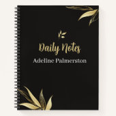 Black and Gold Elegant Daily Planner Notebook Notitieboek (Voorkant)