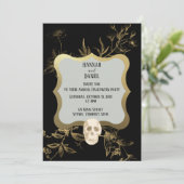 Black and Gold Elegant Halloween Party Kaart (Staand voorkant)