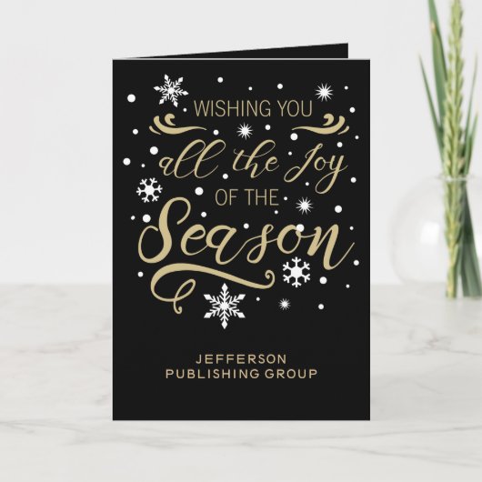 Black and Gold Elegant Modern Company Holiday Feestdagen Kaart (Voorkant)