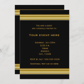 Black and Gold Elegant Party Event Uitnodiging (Voorkant / Achterkant)