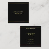 Black and Gold Elegant Professional Trendy Vierkante Visitekaartje (Voorkant / Achterkant)