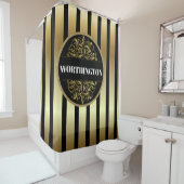 Black and Gold Elegant SHOWER CURTAE Douchegordijn (In situ)