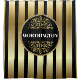 Black and Gold Elegant SHOWER CURTAE Douchegordijn