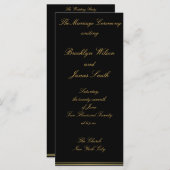Black and Gold Elegant Wedding Ceremony Programma' Programmakaart (Voorkant / Achterkant)