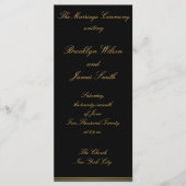 Black and Gold Elegant Wedding Ceremony Programma' Programmakaart (Voorkant)