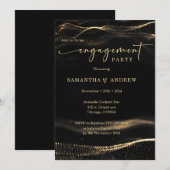 Black and gold Engagement Party Sjabloon Kaart (Voorkant / Achterkant)