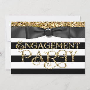 Black and Gold Engagement Party (Zwarte en Gouden  Kaart