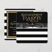Black and Gold Engagement Party (Zwarte en Gouden  Kaart (Voorkant / Achterkant)