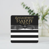 Black and Gold Engagement Party (Zwarte en Gouden  Kaart (Staand voorkant)