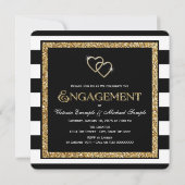 Black and Gold Engagement Party (Zwarte en Gouden  Kaart (Achterkant)