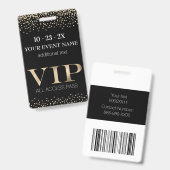 Black and Gold Event VIP Pass Badge (Voor- en achterkant)