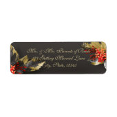 Black and Gold Exotic Floral Etiket (Voorkant)